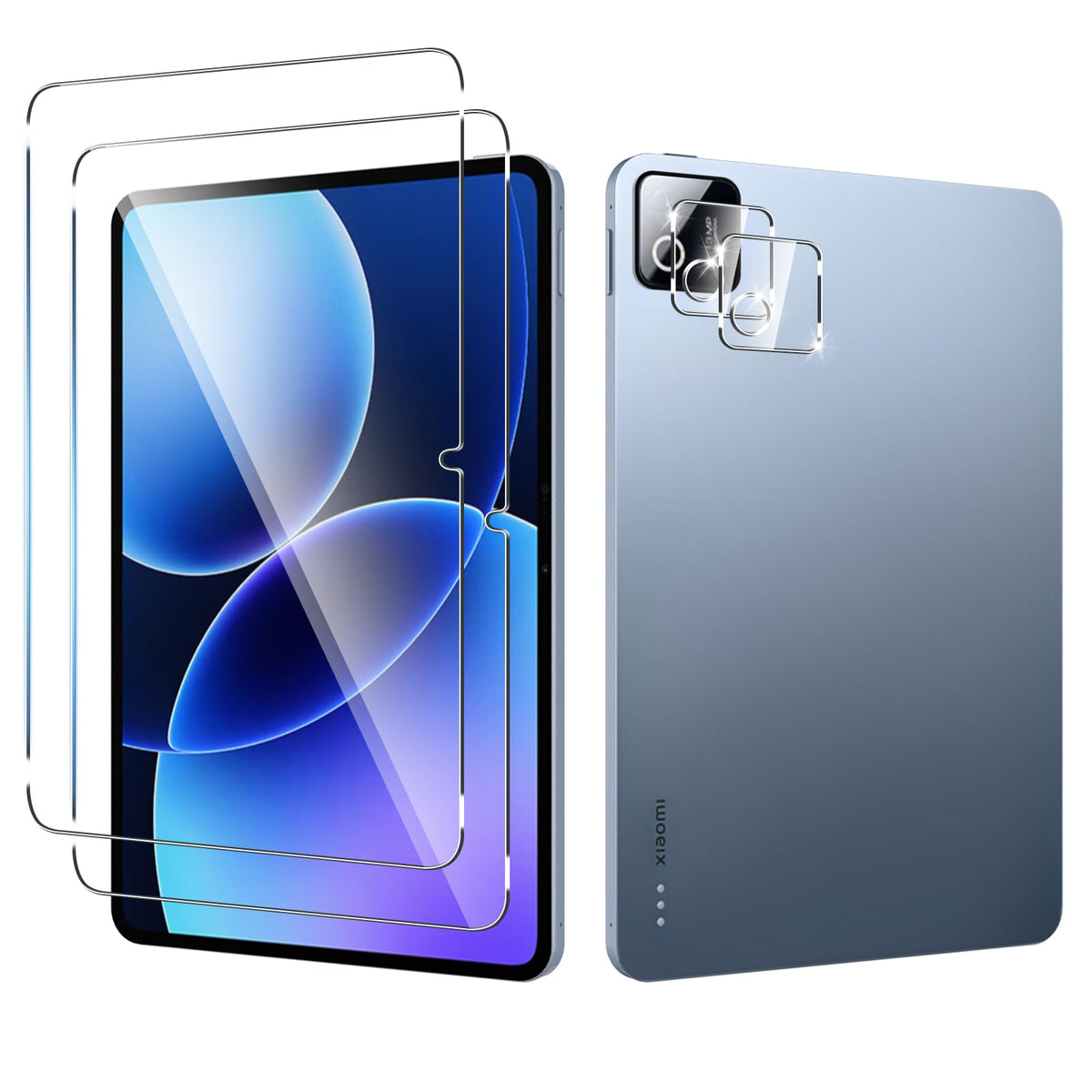 ZORBES® Compatible with Xiao-mi Pad 7 11.2 '', 2Pcs 9H Tempered Glass Screen Protectors & 2Pcs Lens Protectors, Anti-glare Scratch Resistant Protective Screen Protectors, Bubble-Free Installation