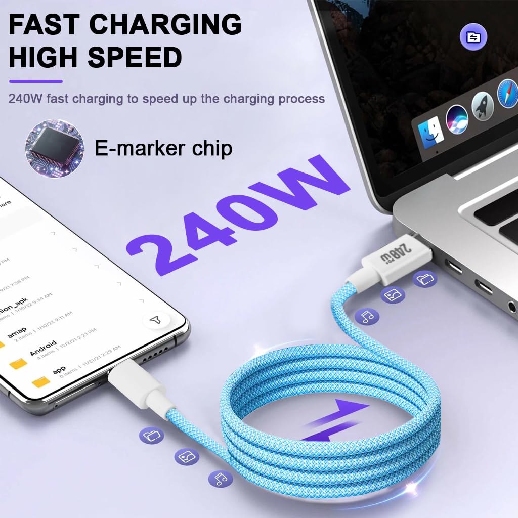 Verilux Type C to Type C Cable for Fast Charging with 100W PD and 6.6ft Silicone Design
