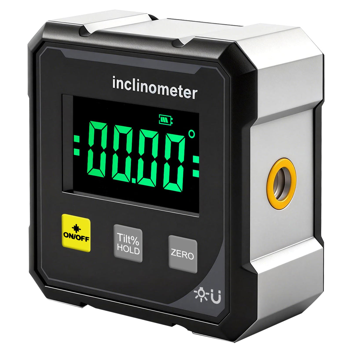 Serplex® Digital LCD Magnetic Angle Gauge with Green Cross Laser Rechargeable USB-C Inclinometer Protractor, 4-Sided Magnetic Base, Backlit Display for Carpentry, Construction & Precision Measurement