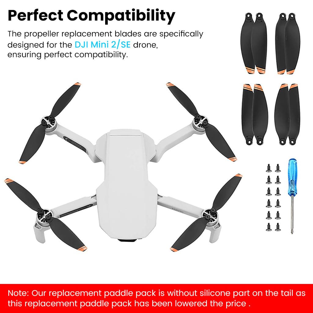 ZORBES® DJI Mini 2 Propeller 8pcs DJI Mini 2 Propeller Blades Replacement for DJI Mini 2, Ultral Lightweight Silent Flight Propeller Set with Screwdriver and 12 Screws, No DJI Mini 2