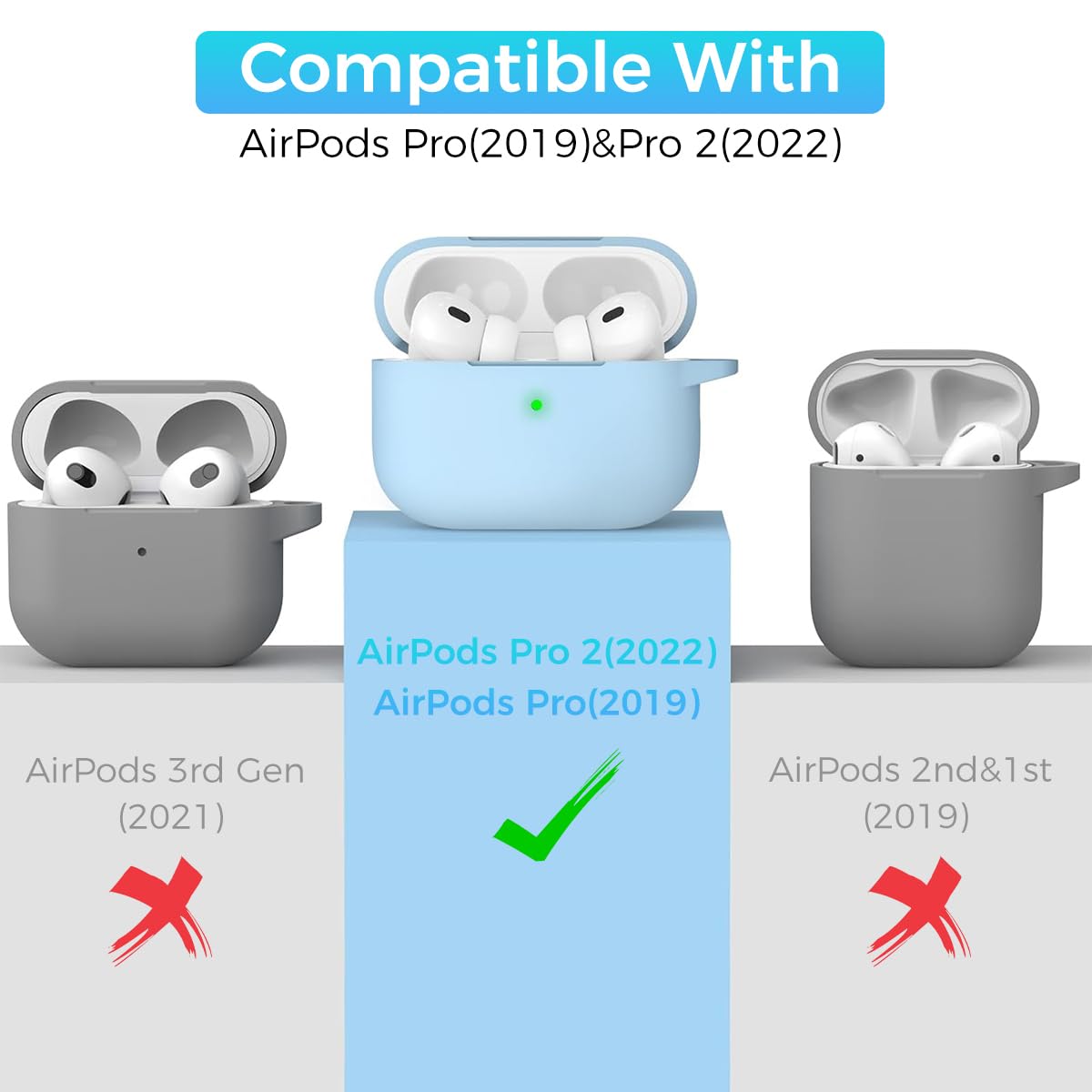 ZORBES® AirPods Case AirPods Cover for Apple AirPods 2nd/1st Gen AirPods 2nd Generation Case Soft Silicone Anti-Scratch Protective Cover for AirPods with Carabiner & Earbud Cleaning Brush Kit Blue