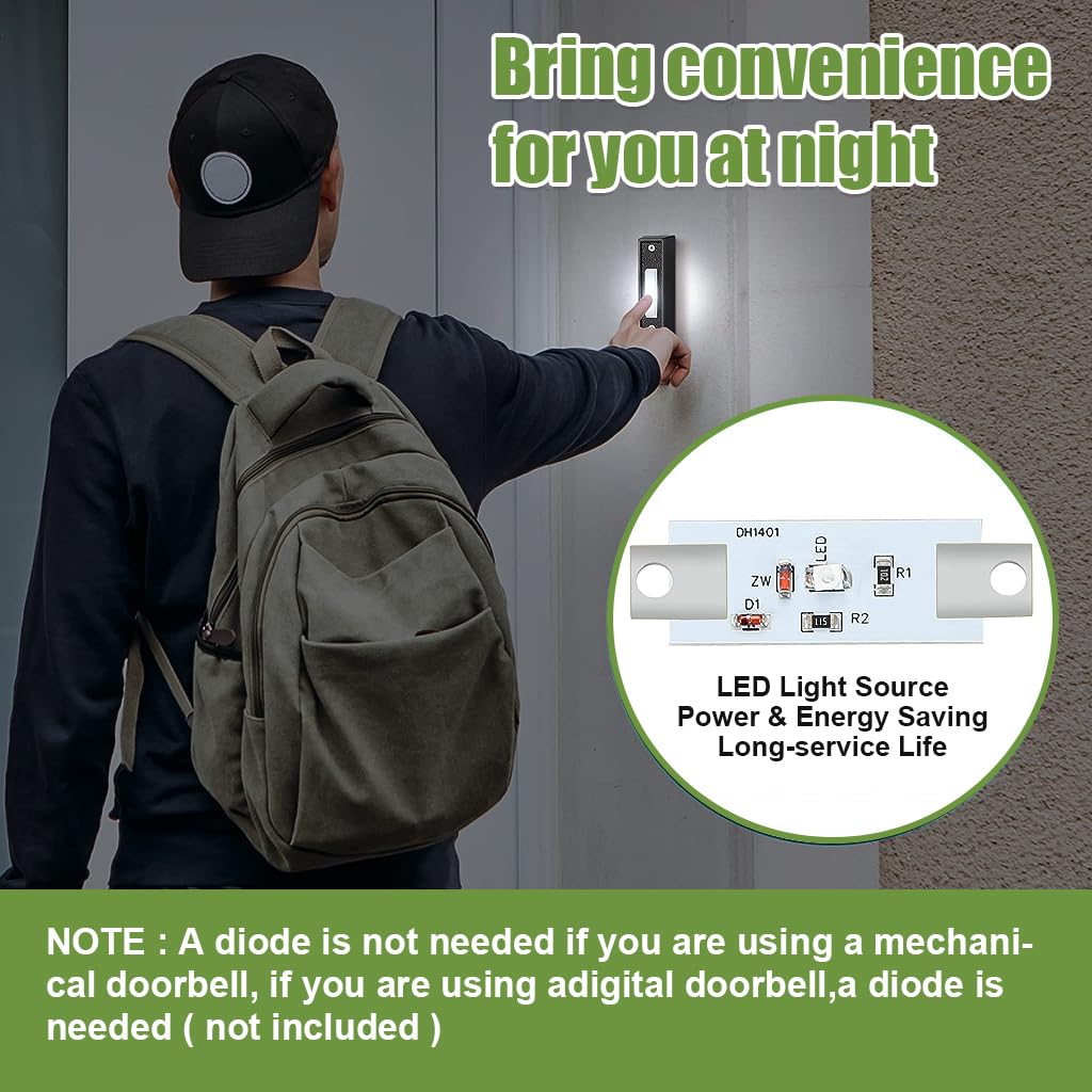 Verilux® Lighted Switch Button for Doorbell Switch Button for Door Bell Wired Door Bell Push Button for Gate Wall Mounted LED Switch Button for Door Bell Auto Roll Shutter Door