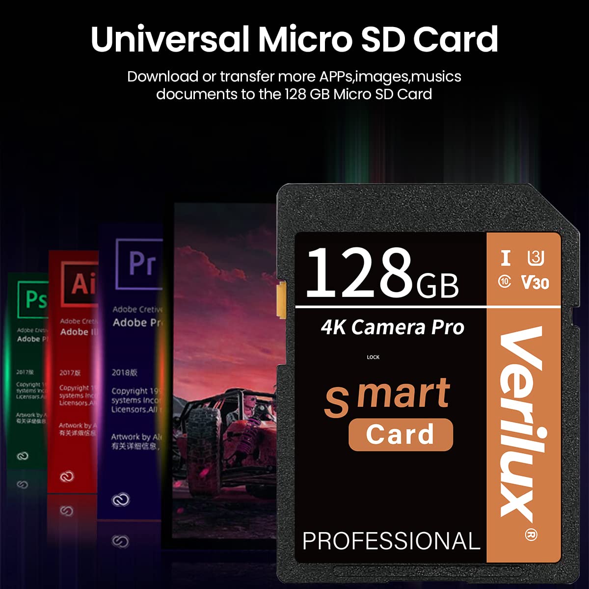 Verilux® SD Card 128GB Memory Card High Speed Camera SD Card for HD Video