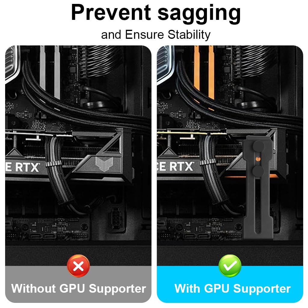 ZORBES® GPU Support Bracket, Graphics Card Holder with Adjustable Height 6-96mm, Anti-Sag Support Stand for PCIe Protection, Stable GPU Mount Compatible with Most ATX Cases & Graphics Cards