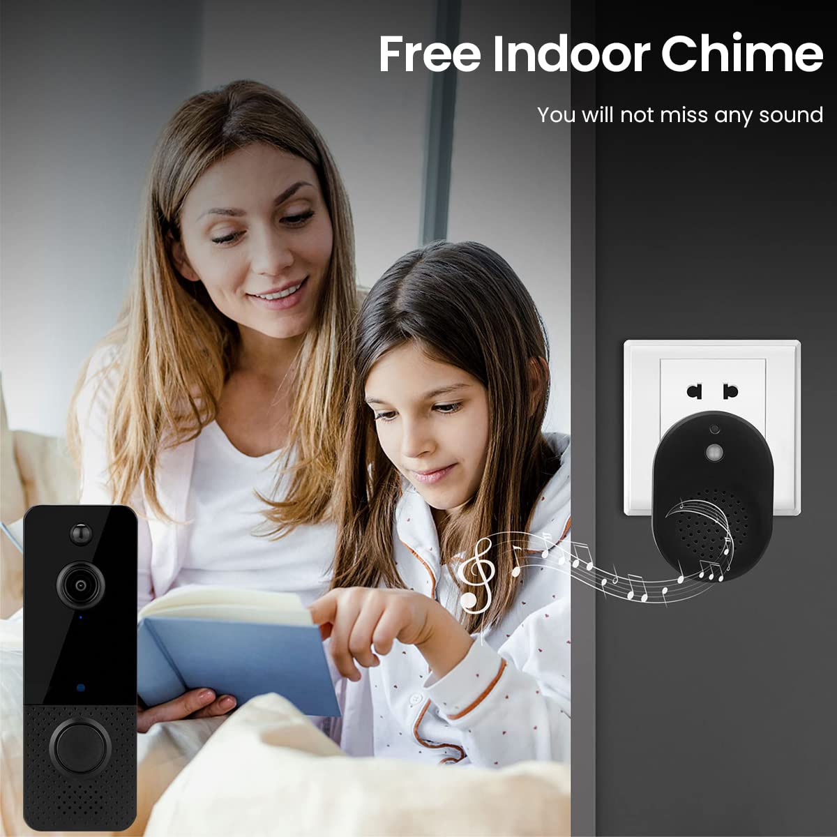 ZORBES® Video Door Bell for Home 1080P HD WiFi Smart Door Bell with Camera IP66 Wireless Video Doorbell for Home Security 140°Motion Detector Calling