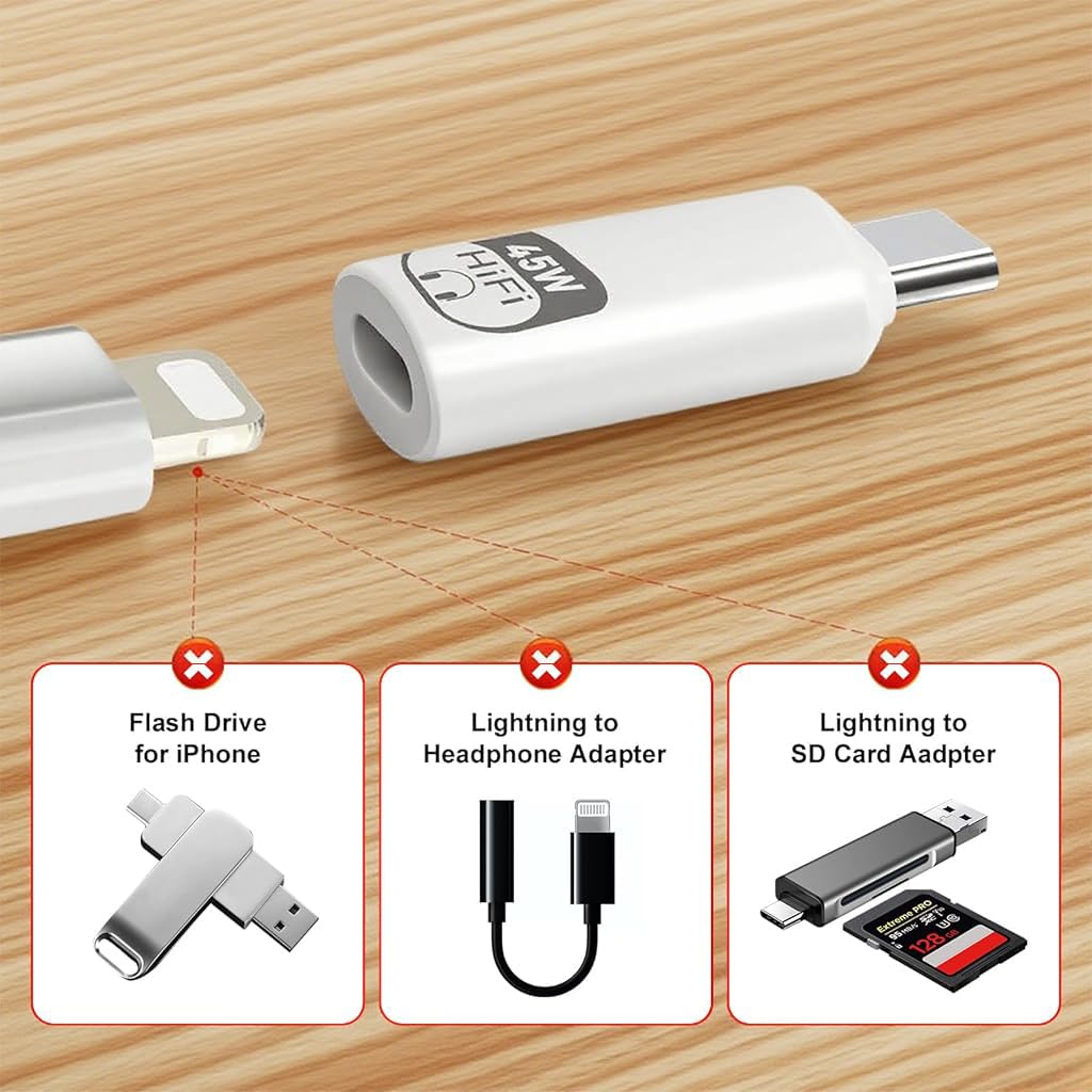 Verilux Light-ning to Type C Earphone Converter for iPhone 16/15 with PD 45W Fast Charging | HIFI Audio