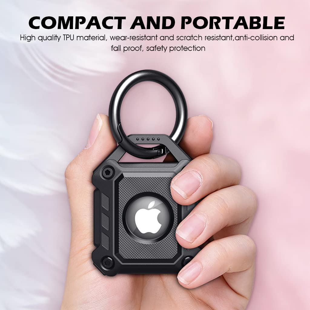 ZORBES® Black AirTag TPU Protective Case Holder,Waterproof with Keychain Hole