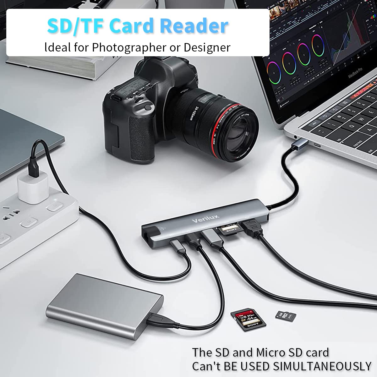 Verilux USB C Hub for Laptop with 7 in 1 Ports and 4K HDMI | 87W PD and Ethernet Adapter