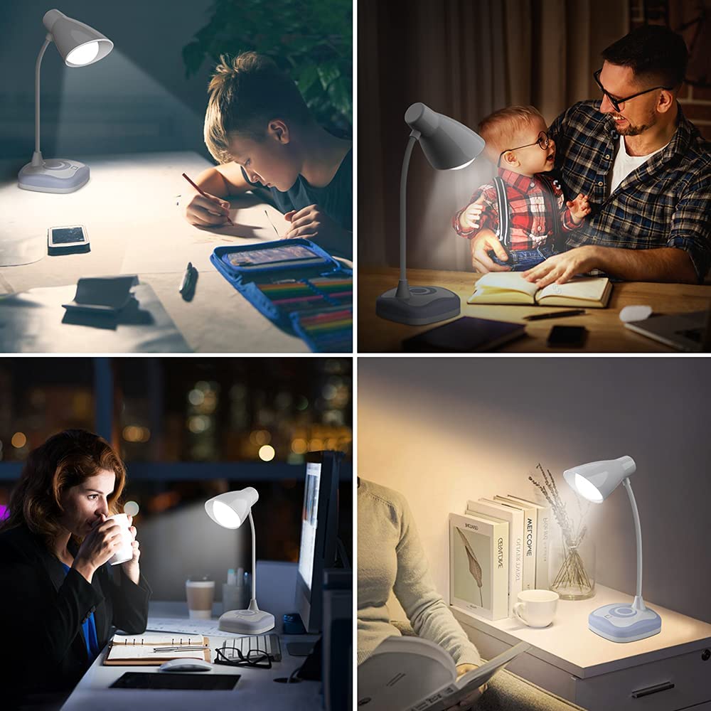 ZORBES® USB Rechargeable LED Table Lamp with 3 Levels Brightness,Touch Sensor Control,Mood Light on Base, Portable Reading Light for Study, Bedroom,Office,Working,Home