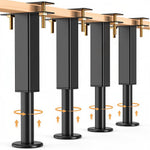 Serplex® 4Pcs Bed Legs Support, Adjustable Metal Bed Frame 7-12.5 inch, Adjustable Legs Replacement, Heavy Duty Center Support for Steel Bed Frame or Wooden Bed-Black