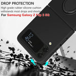 ZORBES® Phone Case for Samsung Galaxy Z Flip 3 5G 6.7 Inch with Built in Metal Grip TPU Anti Scratch Black 3 PCS