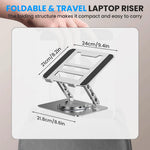 ZORBES® 360 ° Rotating Laptop Riser Stand, Carbon Steel Adjustable Laptop Holder Ergonomic Desk Support, Anti-Slip & Heat Dissipation Design, Folding Travel Notebook Stand with for Desk & Office