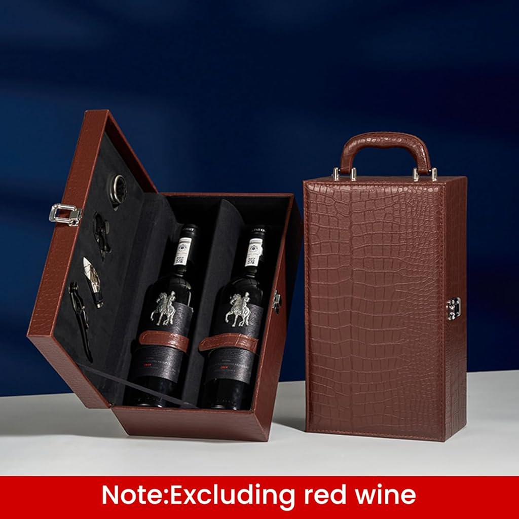 ZORBES® Bolsa de mano para botellas de vino de piel sintética, bolsa de regalo para vino para viajes, caja de almacenamiento de vino portátil aislada