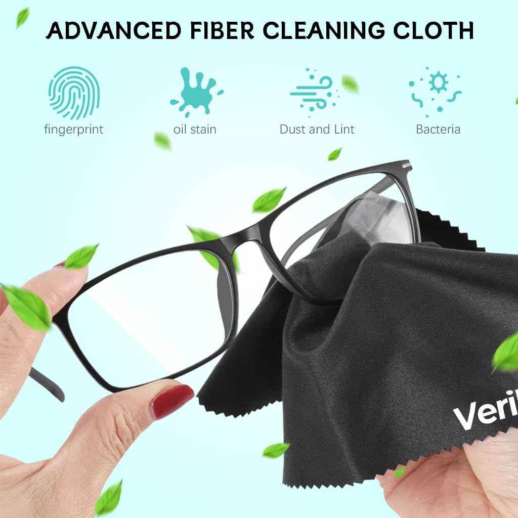 Verilux® Verliux 4 Pack Ultra Premium Microfiber Cleaning Cloth（18x15cm / 6x7 inch） - Premium Cloth for Glasses, Lens, Screens & More