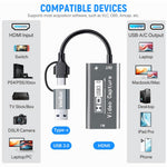 Verilux HDMI to USB 3.0 Video Capture Card for Streaming with 4K 60fps and 100W PD Charging