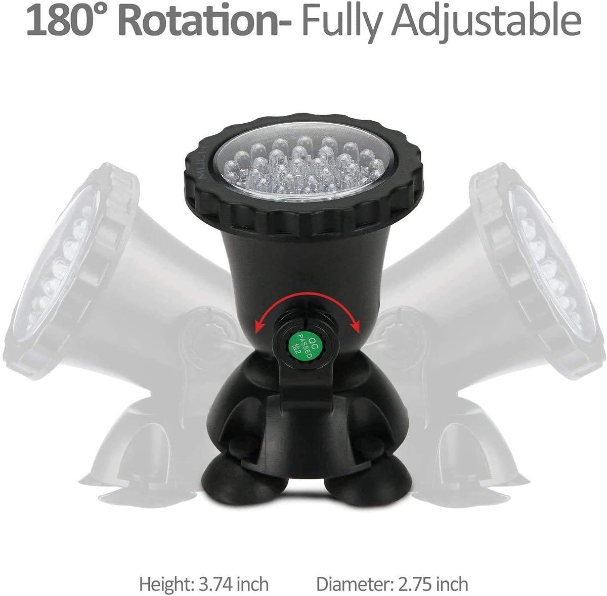 Verilux Underwater Spot Light for Pond and Fountain with 36 RGB LEDs 98 in Cable | Adjustable 180° ABS Housing