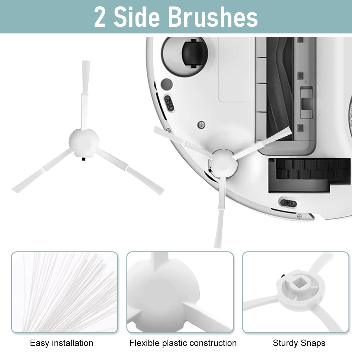 Verilux® Replacement Accessories for Mi Robot Vacuum X10, Includes 2Pcs Mop Pads, 2Pcs Side Brushes, 2 Filters, Ideal Essential Accessories Alternatives for Robot Vacuum X10
