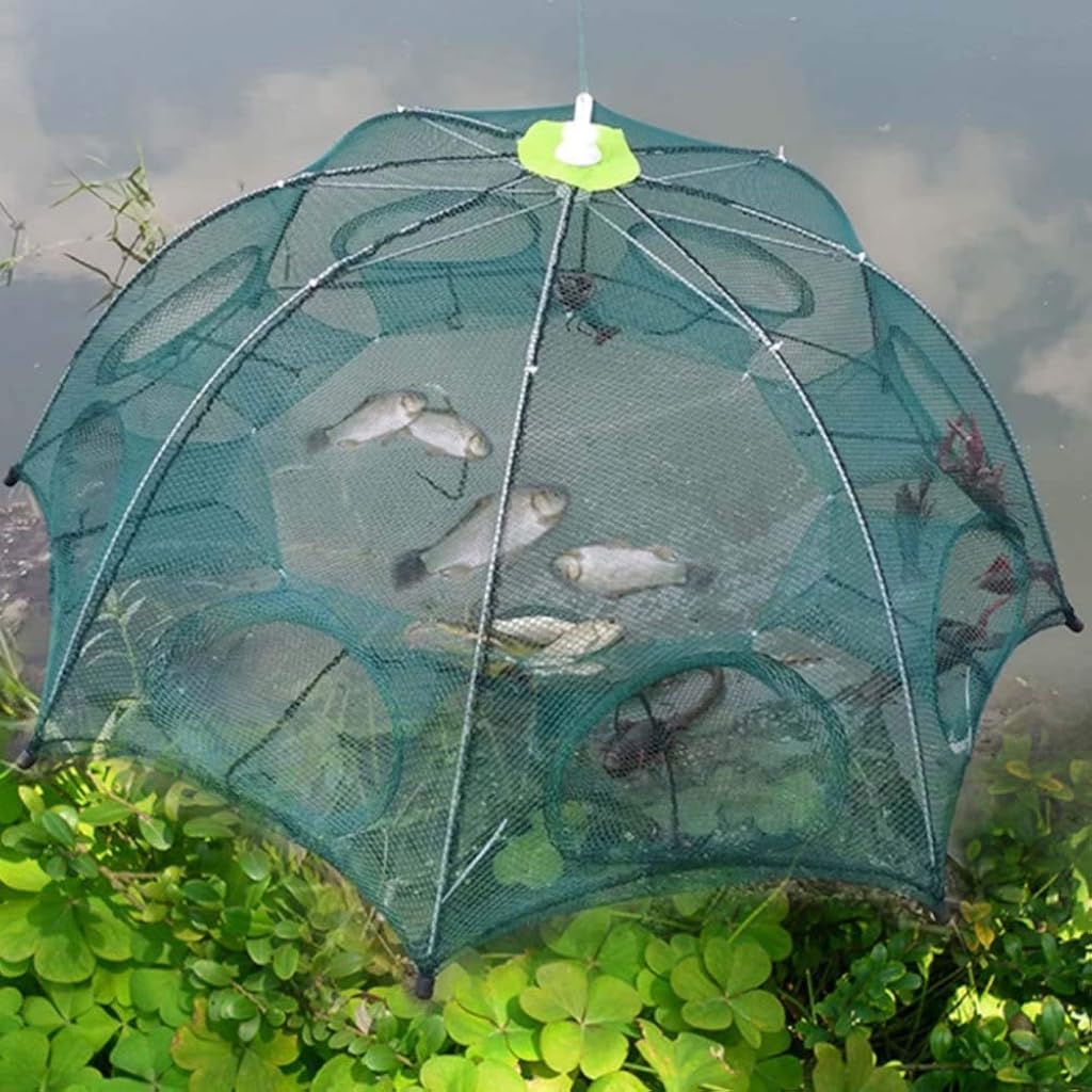 ZORBES® Fishing Net,Fish Net,Bait Fish Trap Cast NetFolded Angling Outdoor Appliance(8 Sides 8 Holes)