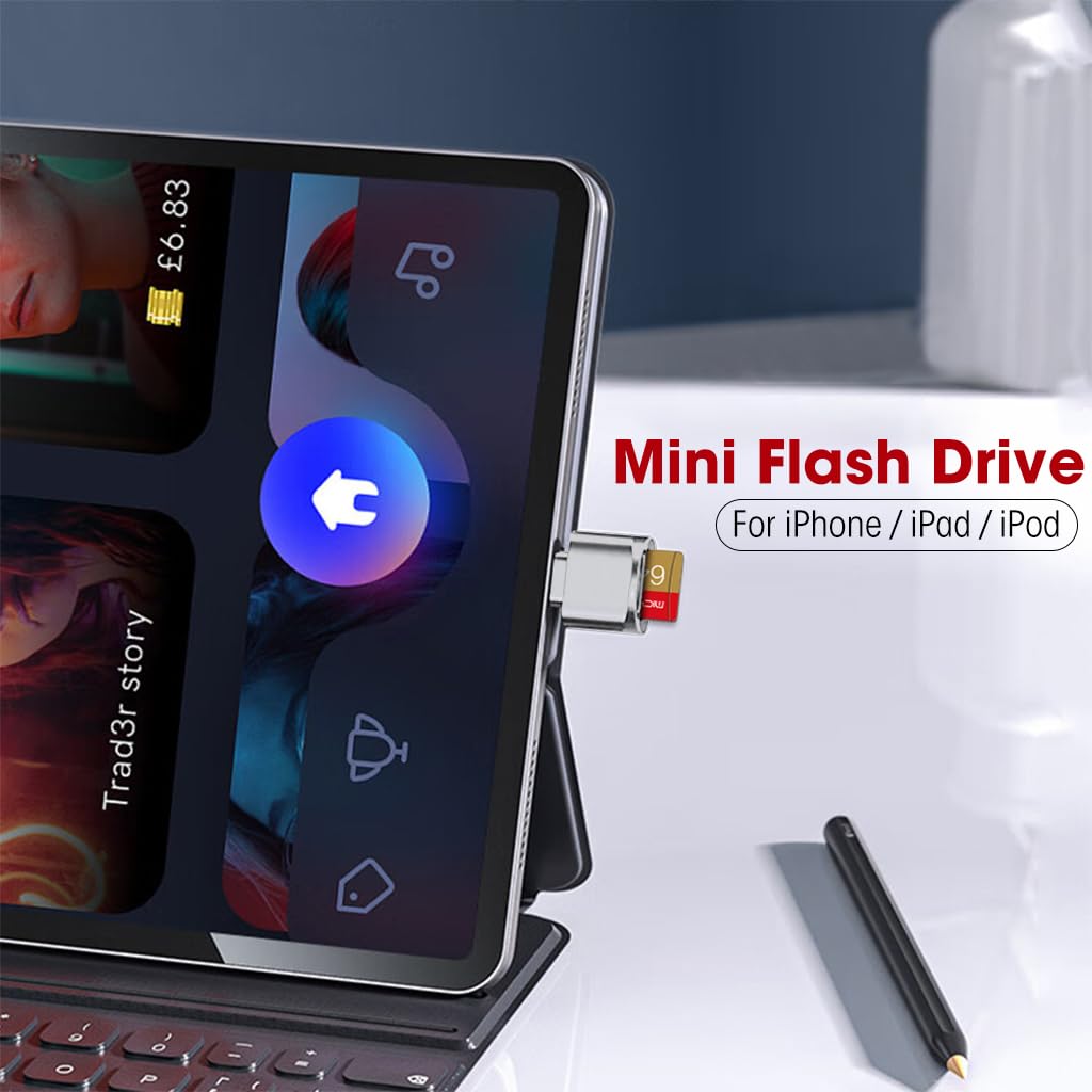 Verilux Micro SD Card Reader for iPhone and iPad with Plug and Play Function | TF Memory Card Access