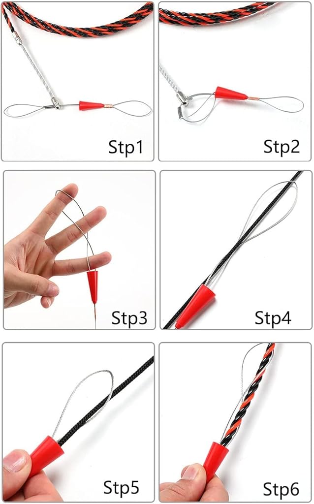 Serplex® 50ft Fish Tape Wire Puller Pulling Wire Through Conduit Easy Wire Puller Tool with Dual Looped Ends Braided Flexible Wire Puller Tool for Walls, Floors, Electrical Conduit, Networking