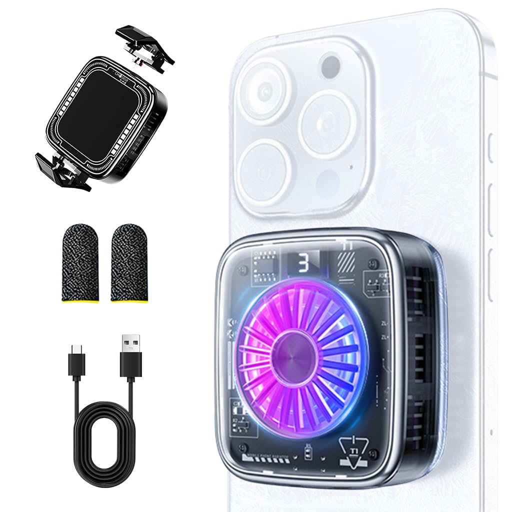 Verilux Phone Cooler for Gaming and Livestreaming with Magnetic Clips and LCD Display