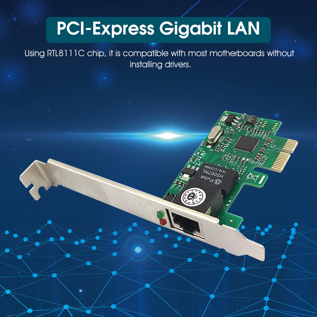 Verilux Gigabit PCI Express Network Adapter with 10/100/1000 Mbps RJ45 Port for Windows PCs