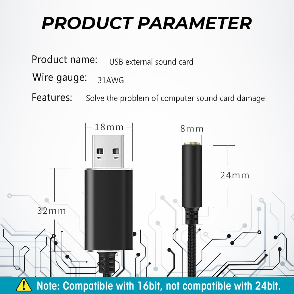 Zeitel® USB to 3.5 mm Jack Audio Adapter, USB Sound Card USB to 3.5mm Jack USB Audio Adapter USB to Aux Converter USB External Stereo Sound Adapter Converter for Laptop, PS4, Headset, Microphone