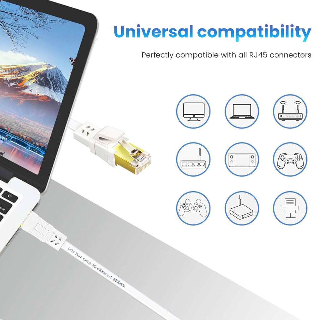 Verilux Cat8 Ethernet Cable for Gaming and Streaming with 40Gbps 2000MHz Speed | 16.4ft S/FTP UV-Resistant Design