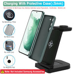 ZORBES® Charging Station for Samsung Phone, Earbuds, Smartwatch, 3-in-1 Charger Station with Power Adapter, Fast Wireless Charger Stand for Samsung Galaxy Watch 5 Galaxy S23/Z Flip, Buds Live, More