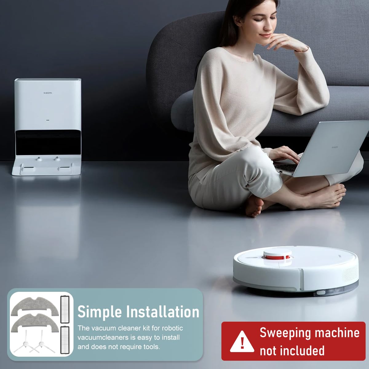 Verilux® Replacement Accessories for Mi Robot Vacuum X10, Includes 2Pcs Mop Pads, 2Pcs Side Brushes, 2 Filters, Ideal Essential Accessories Alternatives for Robot Vacuum X10