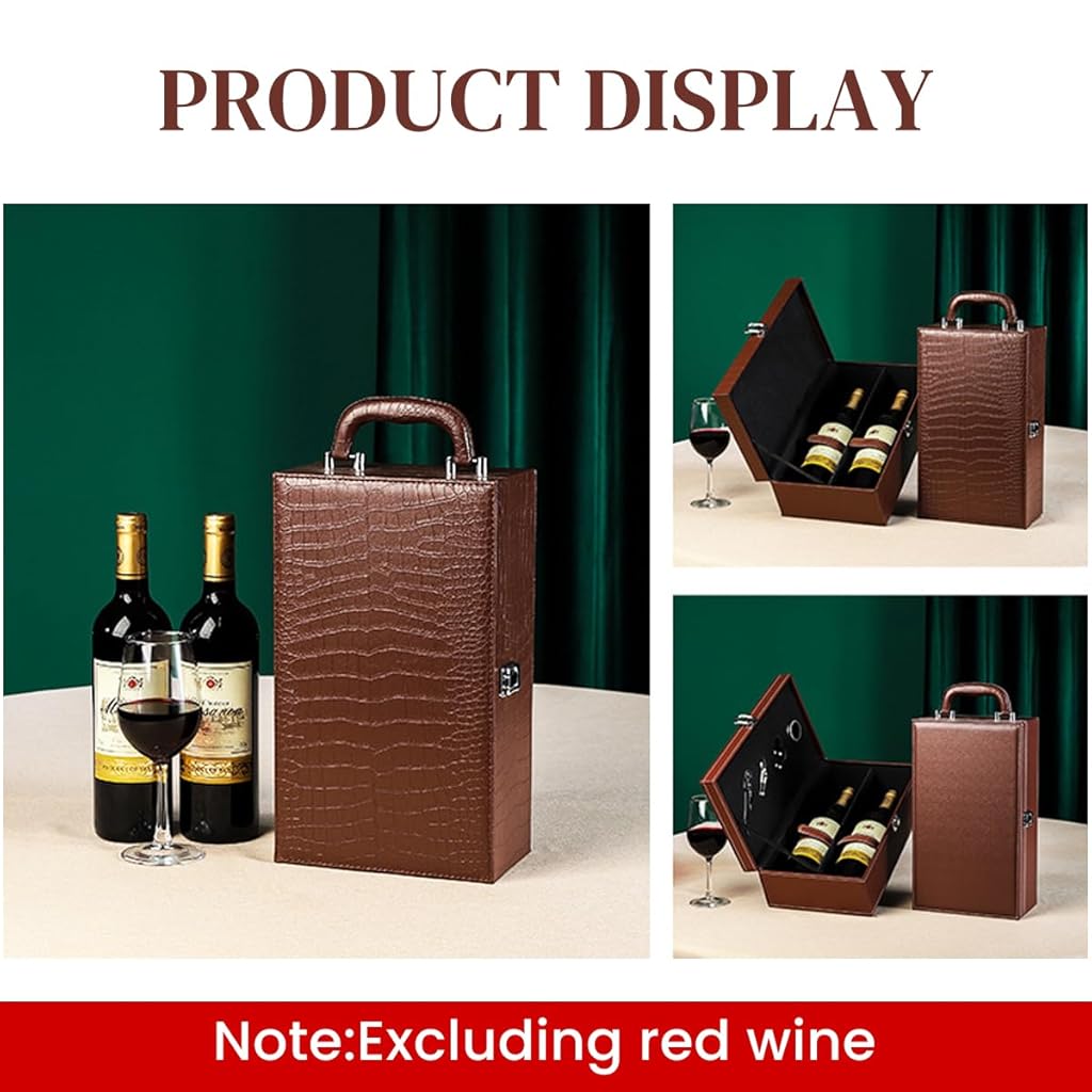 ZORBES® Bolsa de mano para botellas de vino de piel sintética, bolsa de regalo para vino para viajes, caja de almacenamiento de vino portátil aislada