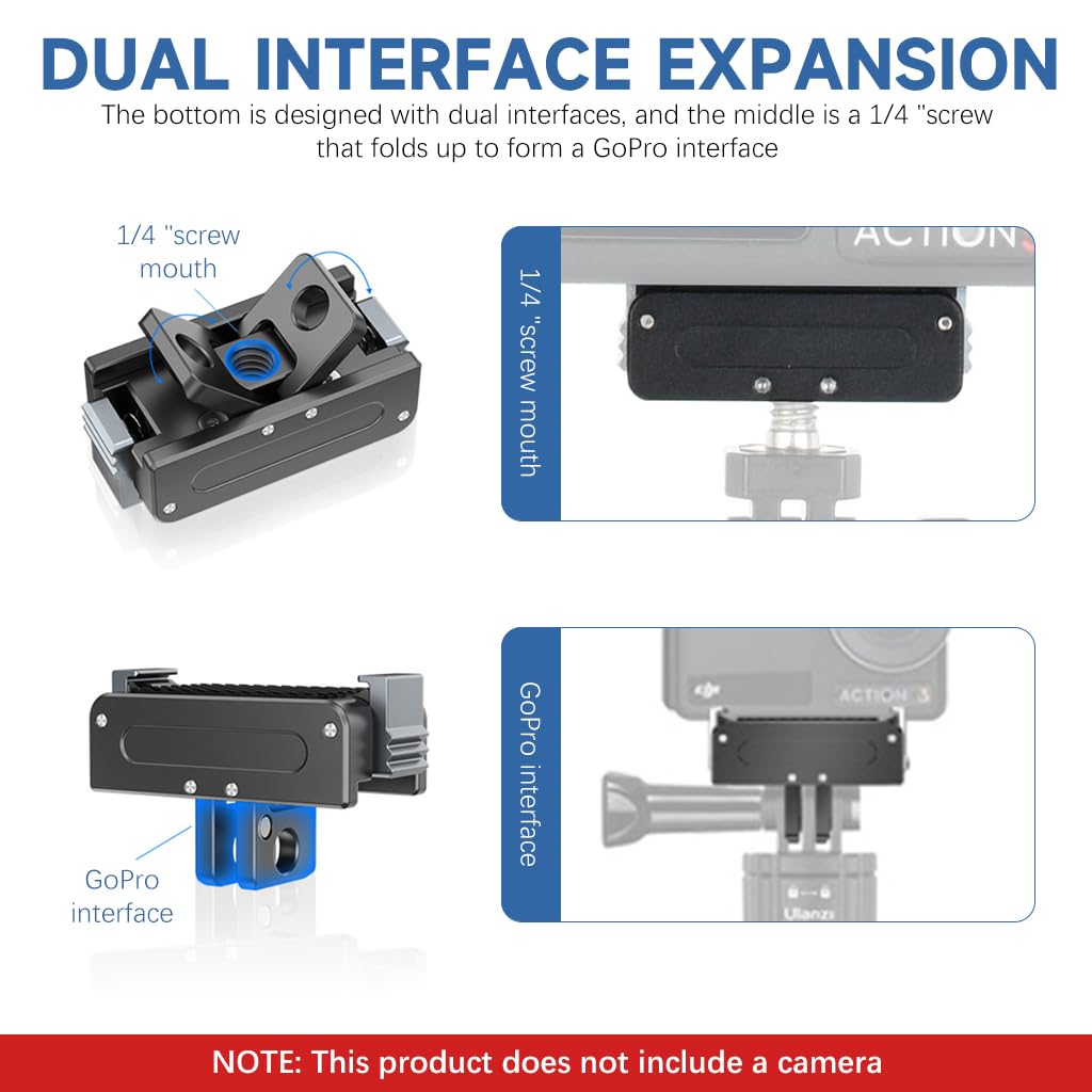 ZORBES® Action Camera Mount for Osmo Action 5 Pro / 4/3 Magnetic Quick Release Metal Base Mount