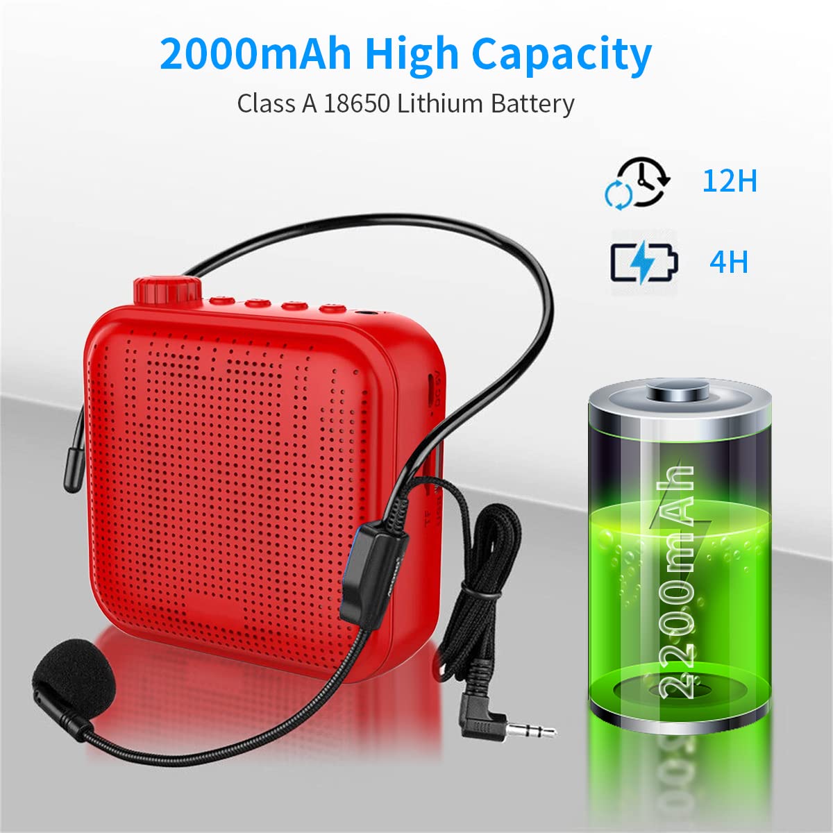 ZORBES® Voice Microphone Amplifier Set for Teachers(Red 15W 2200mAh)