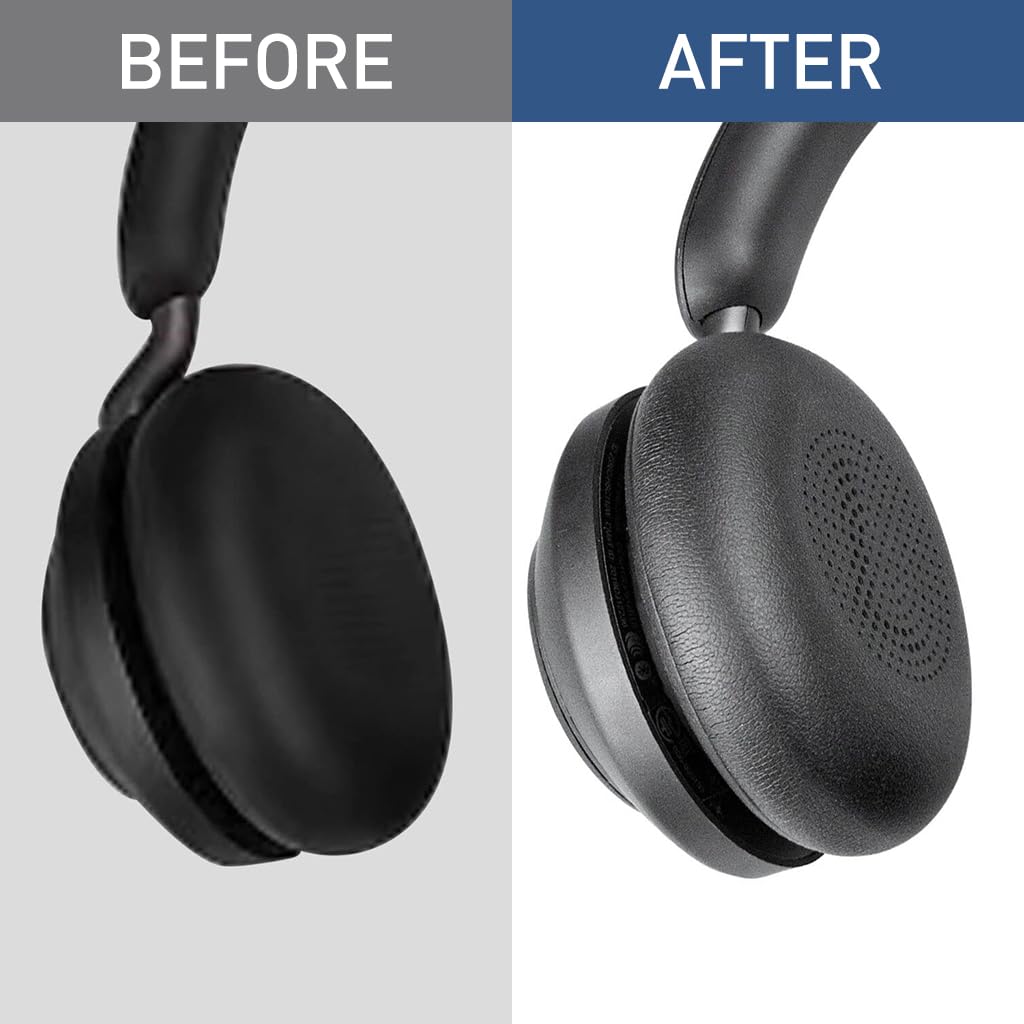 ZORBES® Ear Pads - defean Replacement Ear Cushion Cover Compatible with Jabra Evolve2 65 (65MS 65UC USB) / Evolve2 40 (40UC 40MS USB) / Elite 45h On-Ear Wireless Headset,Softer Protein Leather