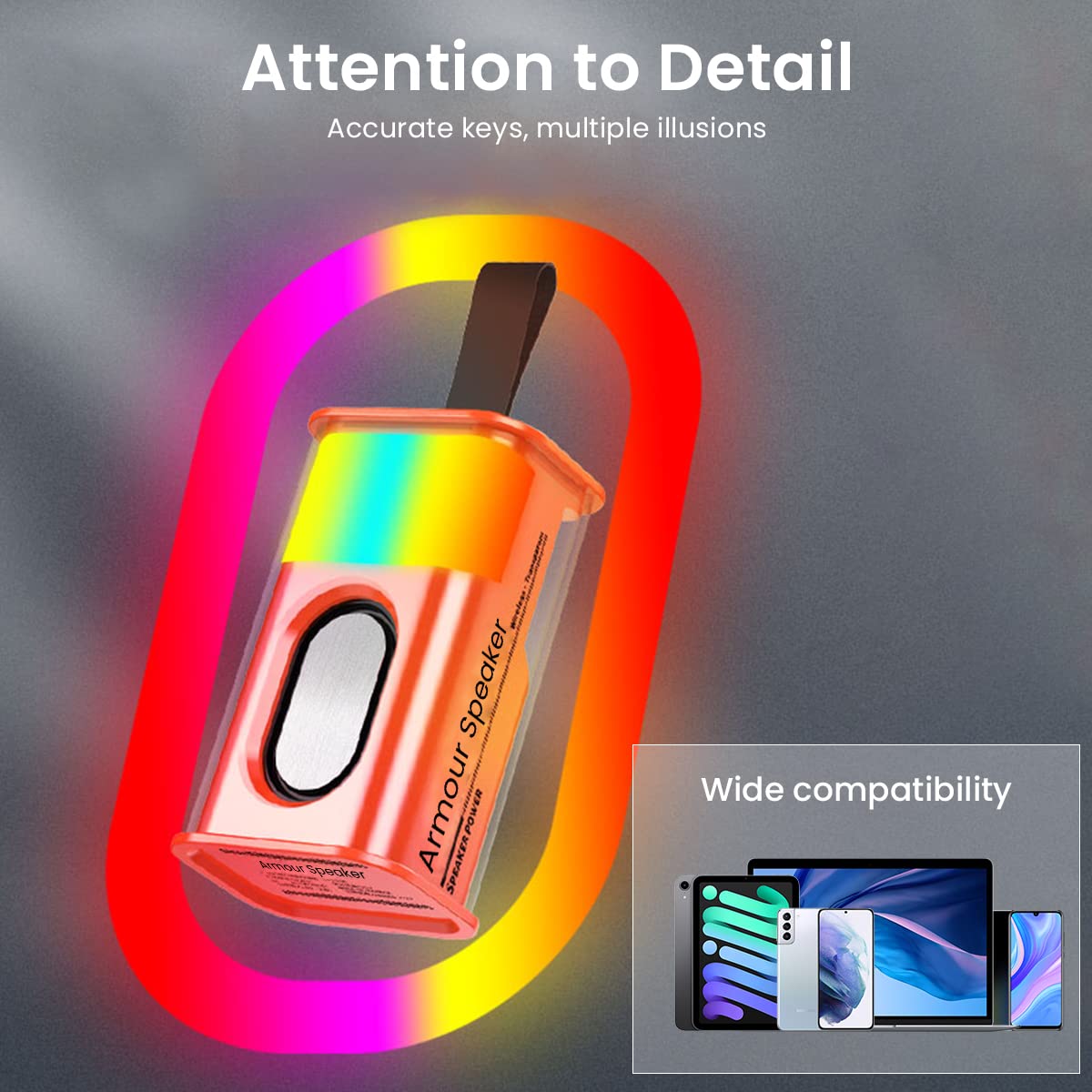 ZORBES® USB Bluetooth Speaker 7-Color LED Cordless Music Speaker HiFi Indoor Outdoor BT 5.0 Speaker with Silicone Handstrap, 500mAh Speaker Music Player Creative Bluetooth Speaker Birthday Gift
