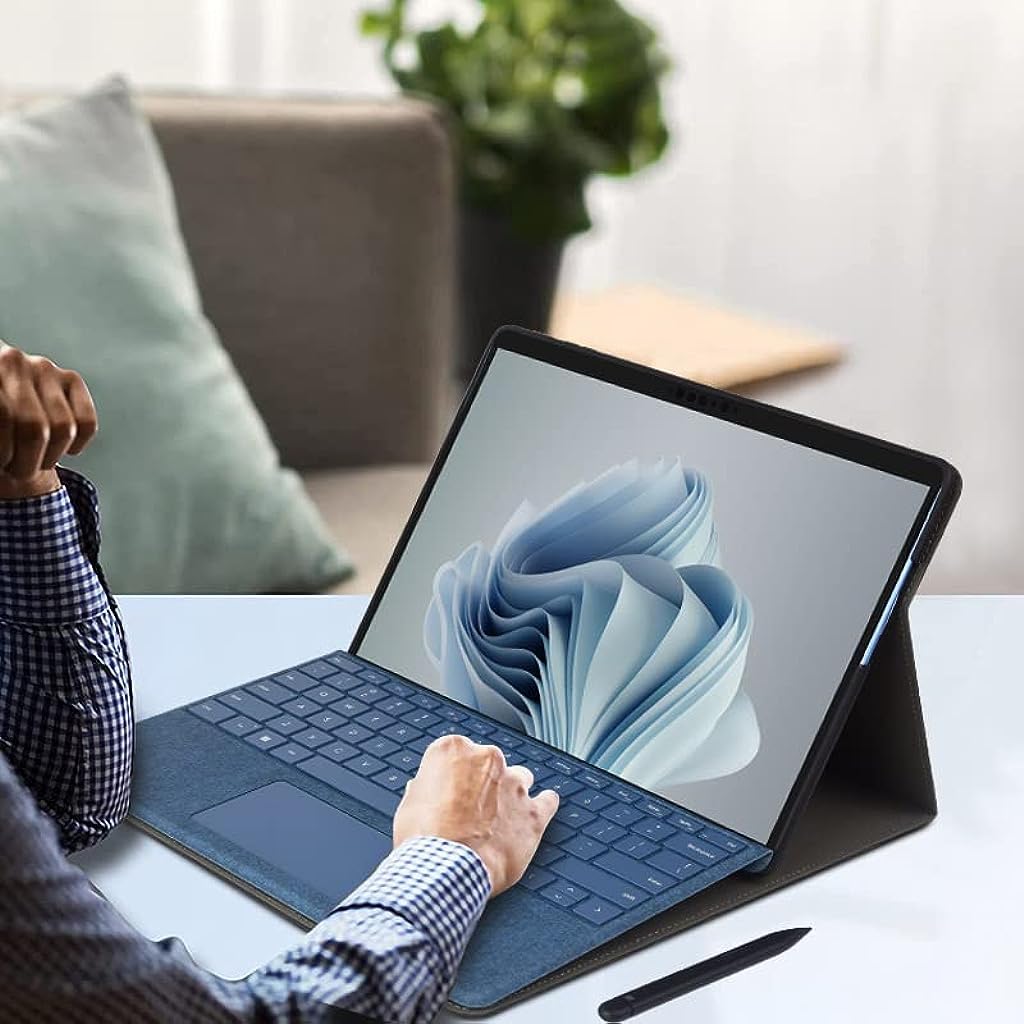 ZORBES® Laptop Case for Surface Pro 9 Anti-Scratch Protective Case Fashion Solid Color TPU Case with Pen Holder, Case for Surface Pro 9, Not Include Surface Pro 9 or Keyboard or Stylus Pen, Grey