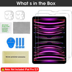ZORBES® 2pcs Tempered Glass Screen Protector for iPad Pro Anti-scratch Screen Film with 2pcs Camera Protection Cover Compatible with iPad Pro 12.9 Inch 6th/5th/4th Generation 2020-2022
