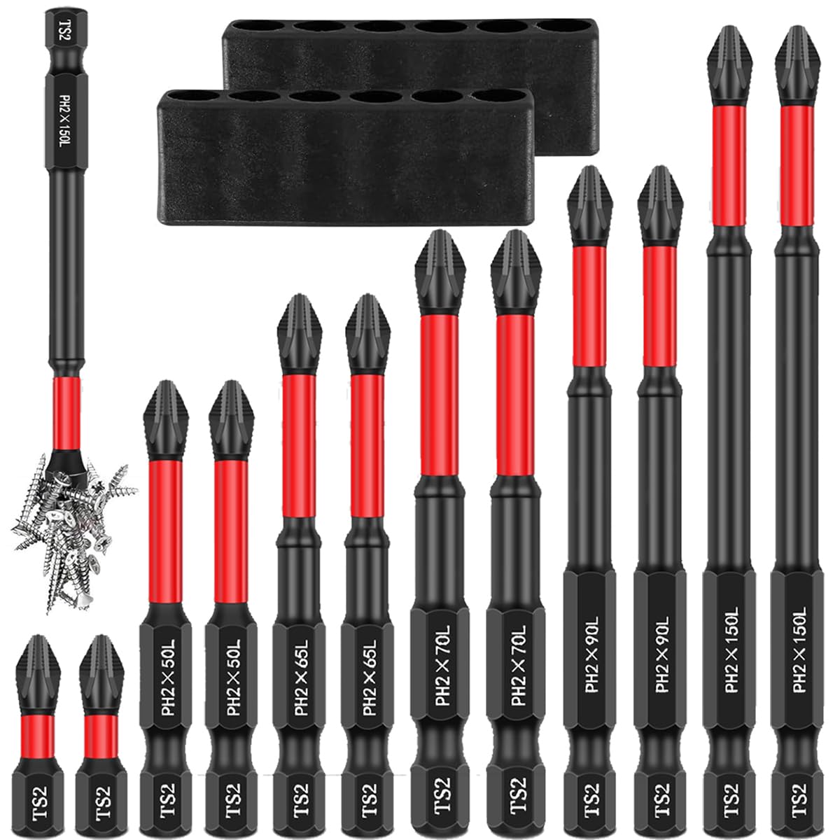 Serplex 12PCS S2 Alloy Steel TS2 Screwdriver Bits for Impact Driver