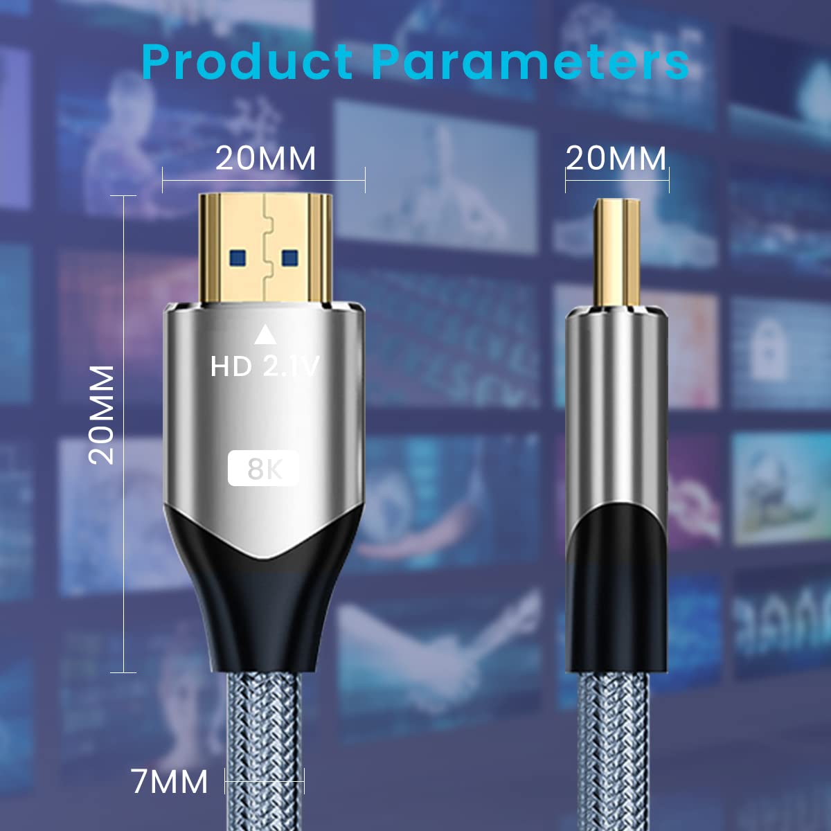 Verilux HDMI 2.1 Cable for Gaming and 8K Streaming 6.6 ft with 48Gbps Speed | Braided Nylon and 24K Gold-Plated Connectors