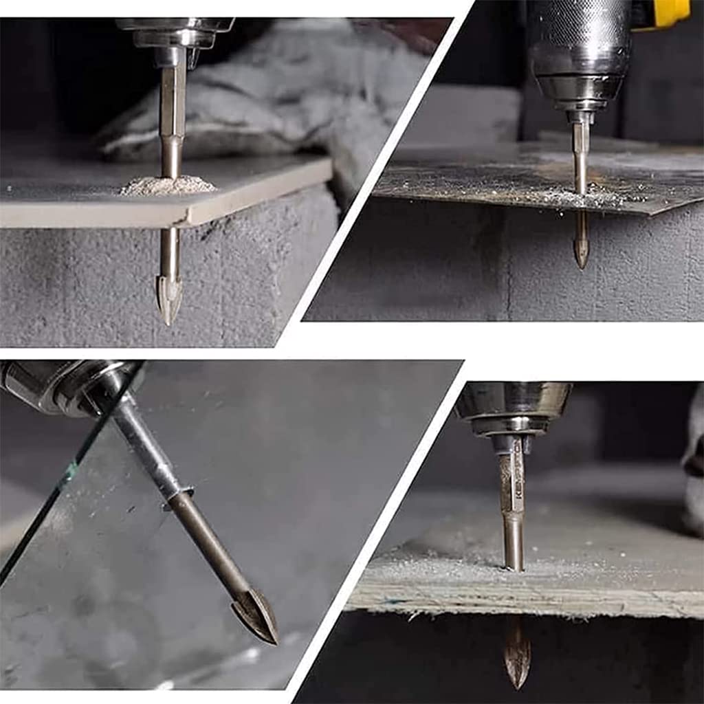 Serplex 5PCS Carbide Tip Drill Bit Set for Glass Ceramic Tile & Concrete