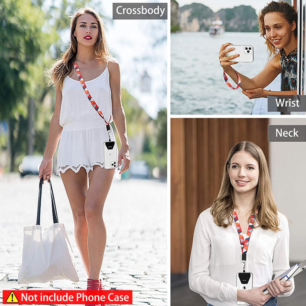 ZORBES® Phone Lanyard with Phone Patch, Adjustable Phone Neckstrap Phone Strap Fashion Print Polyester Phone Sling Hand Strap Cell Phone Lanyard for Most Smartphones (Not Includes Phone Case)