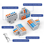 Serplex® 10Pcs Lever-Nut Wire Connectors, 2 in to 6 Out Quick Wiring Cable Connector for AWG 28-12, Compact Electrical Connectors, Versatile Quick Wiring for Hard/Flexible Wire, Flame Retardant