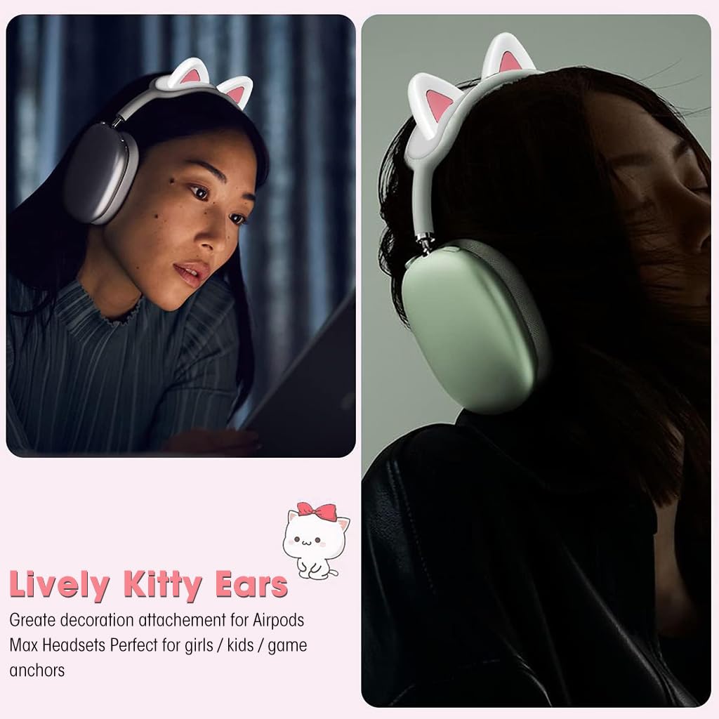 ZORBES® Headband Cover for AirPods Max Cute Cat Ear AirPods Max Headband Attachment Decoration Lightweight Silicone Cat Ear Style Headband Protector for Apple AirPods Max, White