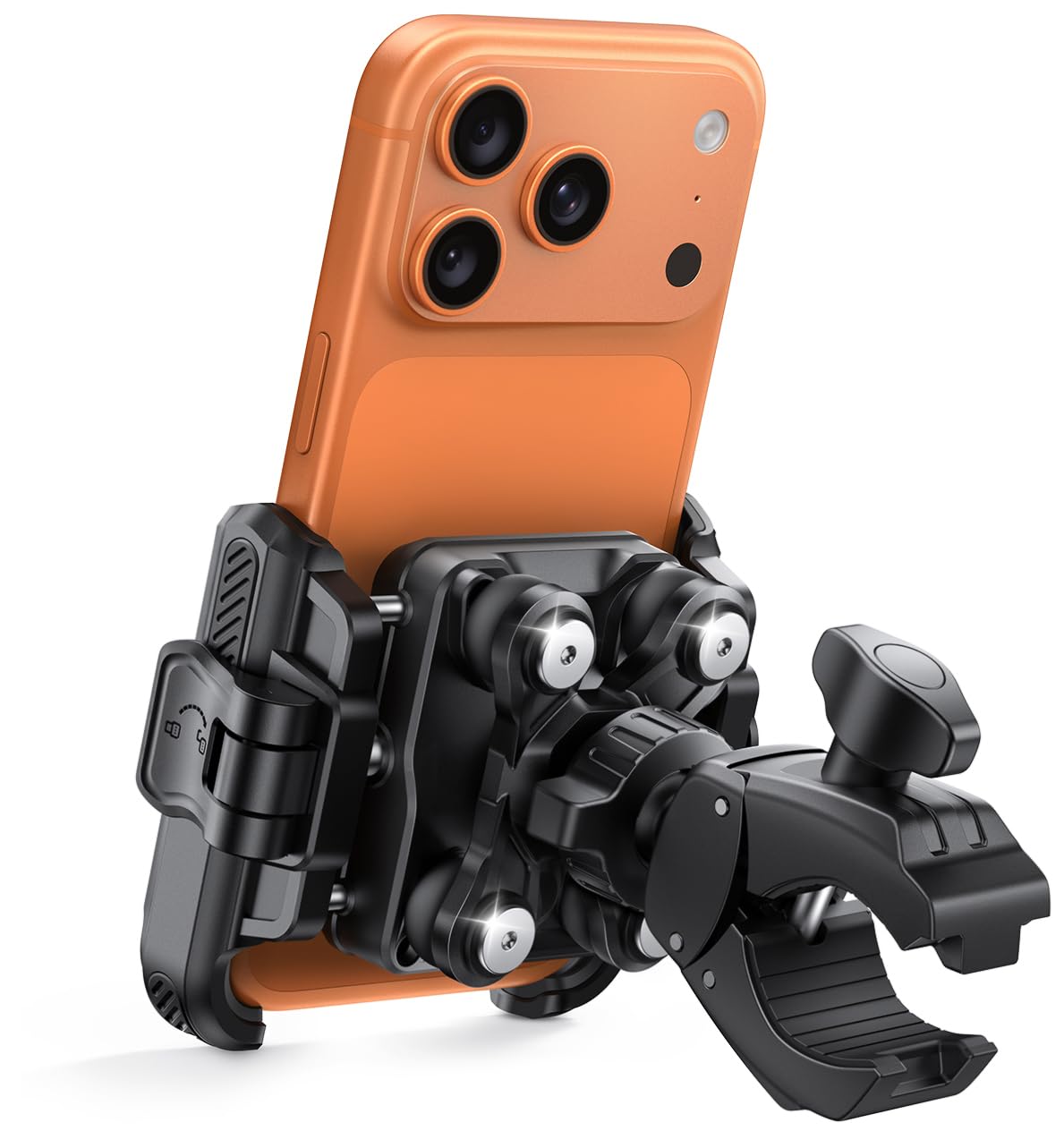ZORBES® Phone Mount Handlebar Holder, 360° Rotatable Shockproof Bike Phone Mount with Vibration Dampening, One-Hand Quick Lock Adjustable 5.1-7.2'' Phone Holder for Bicycle, Scooter & Motorcycle