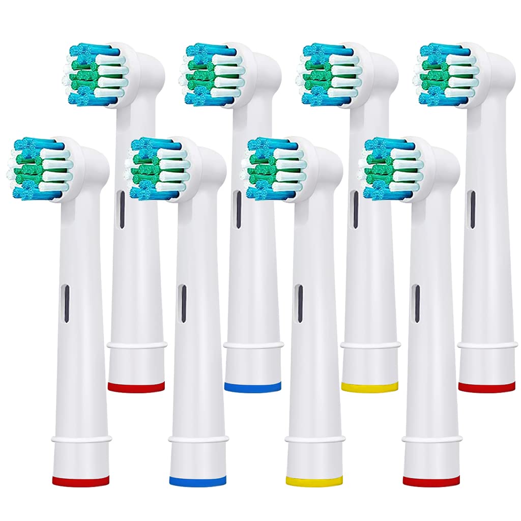 Verilux Replacement Toothbrush Heads for Oral B Electric Toothbrushes Pack of 8 | Featuring Arc Trim Bristles and Color Coded Rings