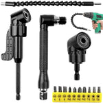Serplex® Set of 14Pcs Flexible Drill Bit Extension,with 2Pcs Hex Shank 105° Right Angle Drill Attachment,10Pcs Screwdriver Bits 90° Angled Bits and Bendable Bit Extension Set Black