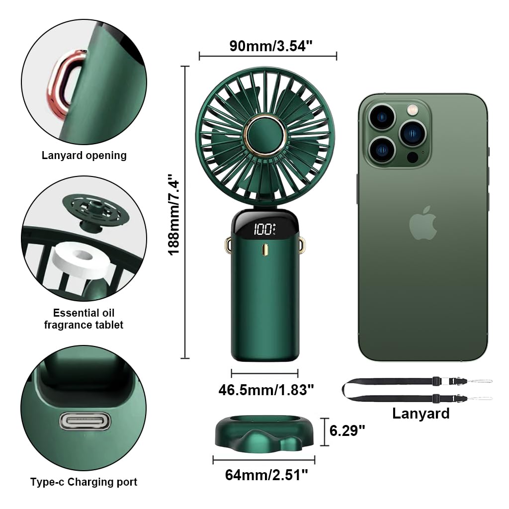 Verilux® Mini Handheld Fan (Green) - verilux