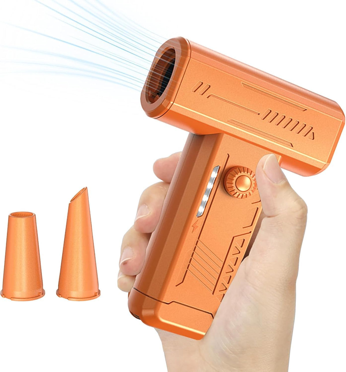 ZORBES® Small Blower Fan Compressed Air Duster Turbo Blower with LED Light 2 Nozzles 4 Stage Wind Adjustment Car Duster for Car Cleaning Travel Hiking Camping Turbo Fan PC Cleaner