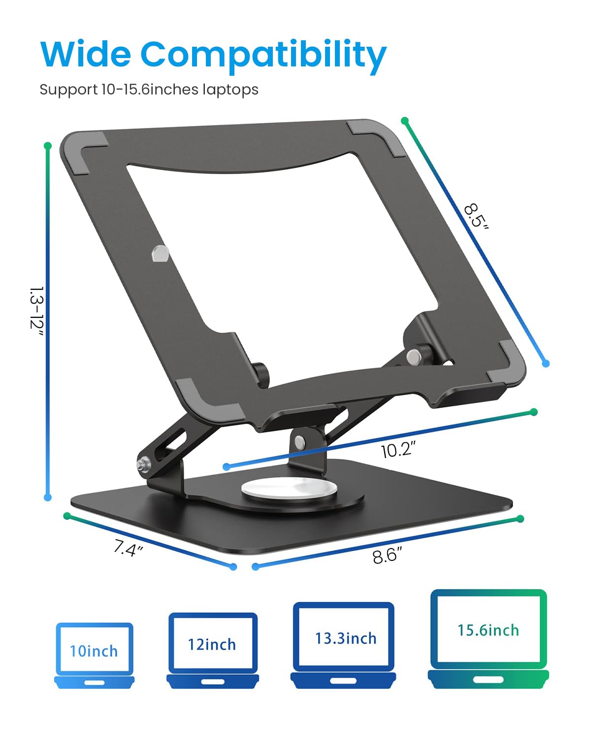 ZORBES® Laptop Stand Laptop Riser Foldable 360 ° Adjustable Laptop Holder for 11-17.3" Anti-Slip Rotatable Laptop Stand for MacBook Pro/Air