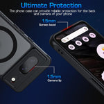 ZORBES® Phone Case for Google Pixel 8 Full Protection Phone Cover for Google Pixel 8 with Magnet Ring Compatible with MagSafe, Fashion Matte Black Hard Shockproof Protective Case for Google Pixel 8